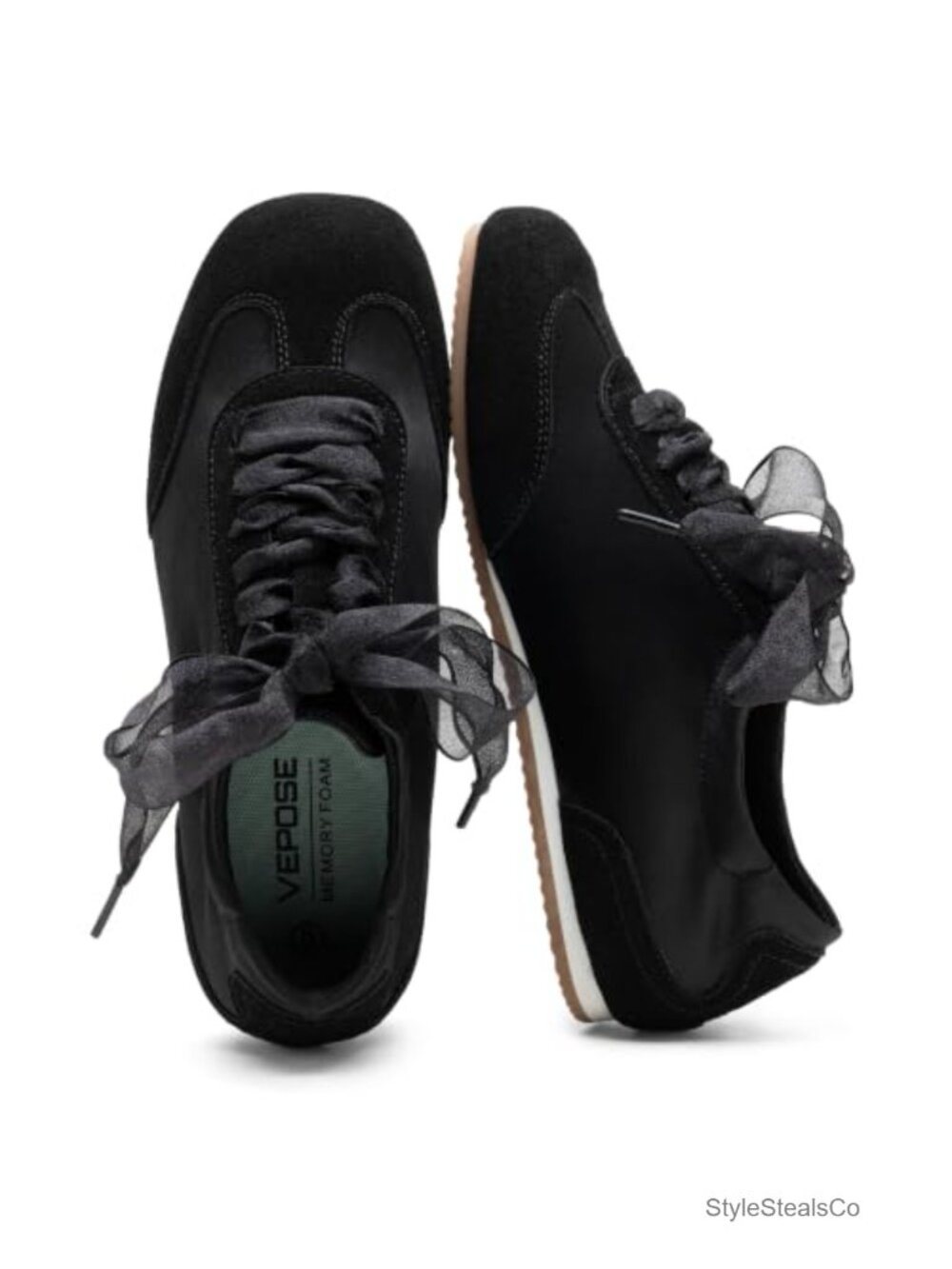 Women's Square Toe Ballet Sneakers Satin Lace-Up